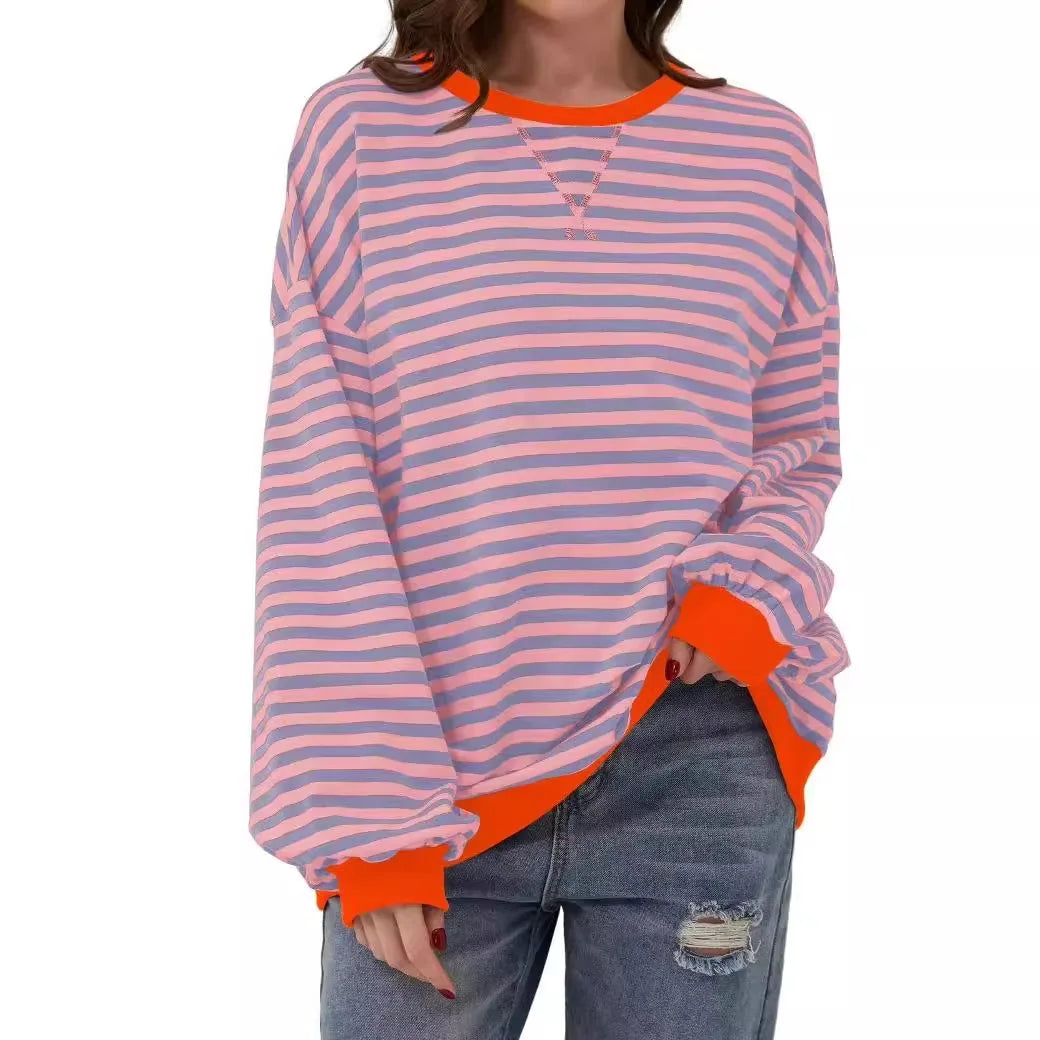 Striped Long-Sleeve Pullover Top