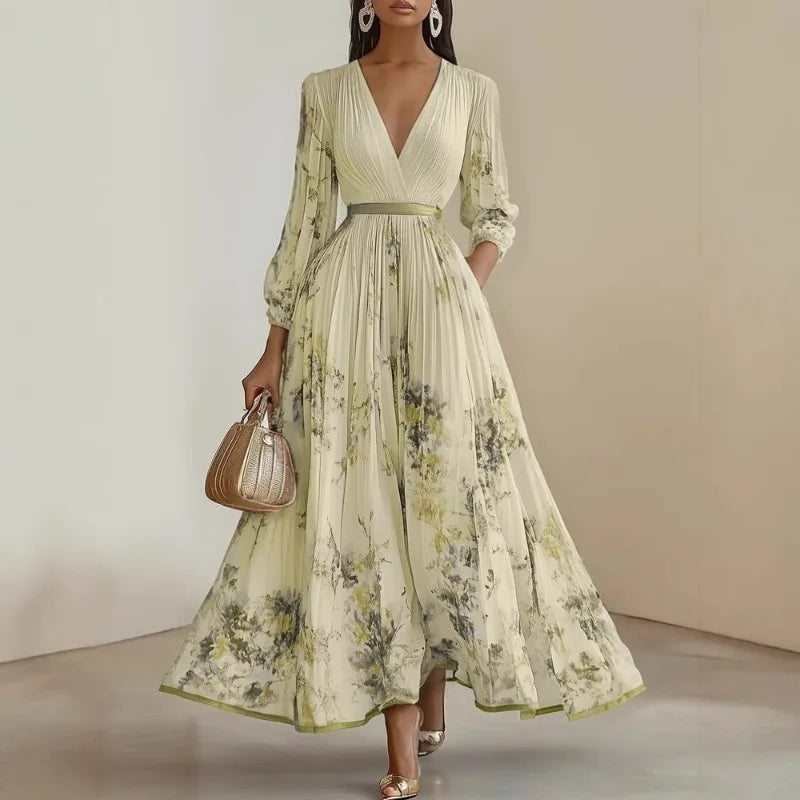 Isadora | Elegant Floral Corset Maxi Dress
