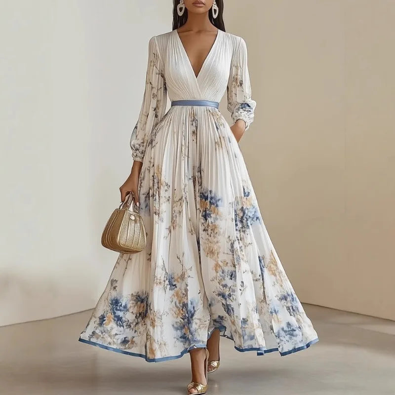 Isadora | Elegant Floral Corset Maxi Dress