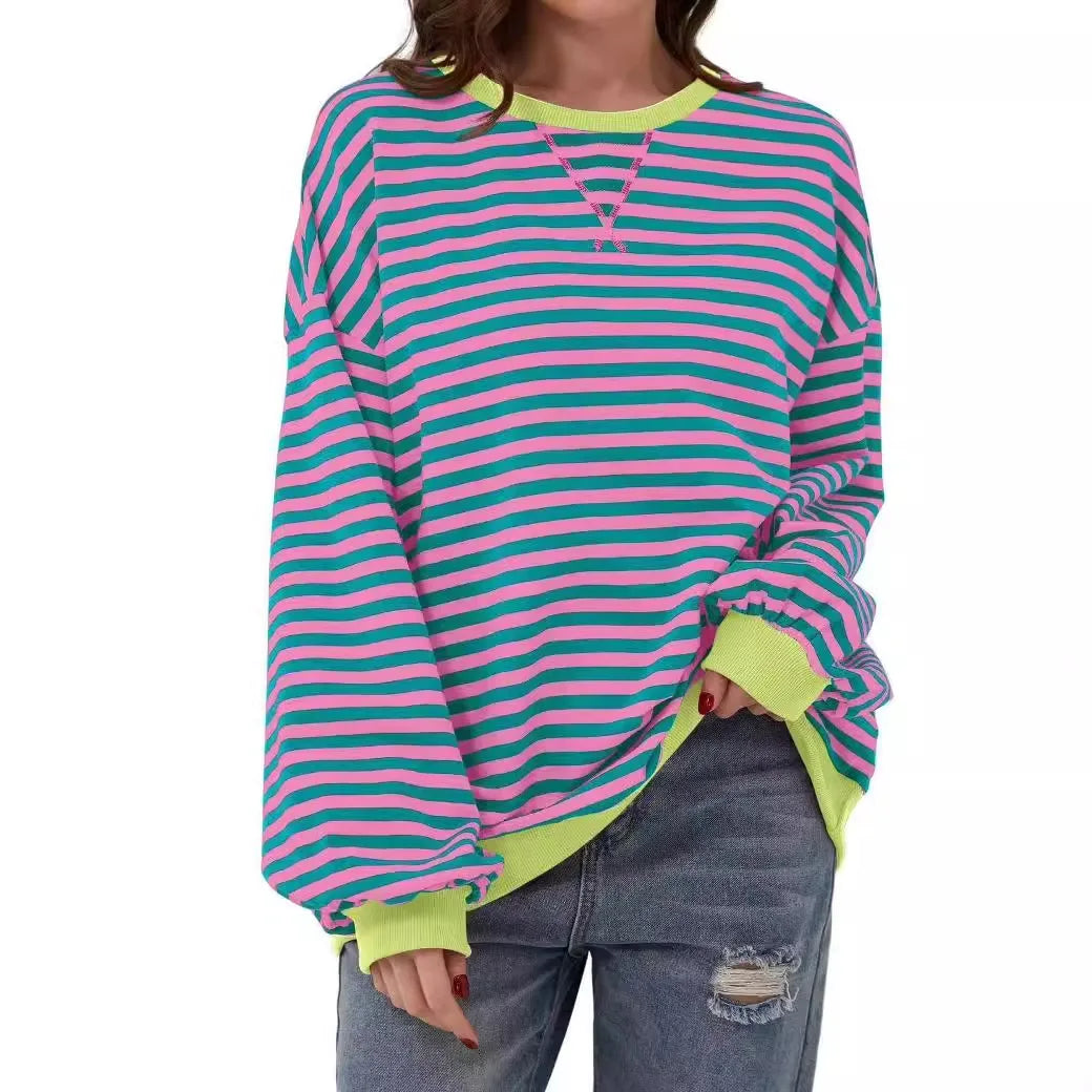 Striped Long-Sleeve Pullover Top