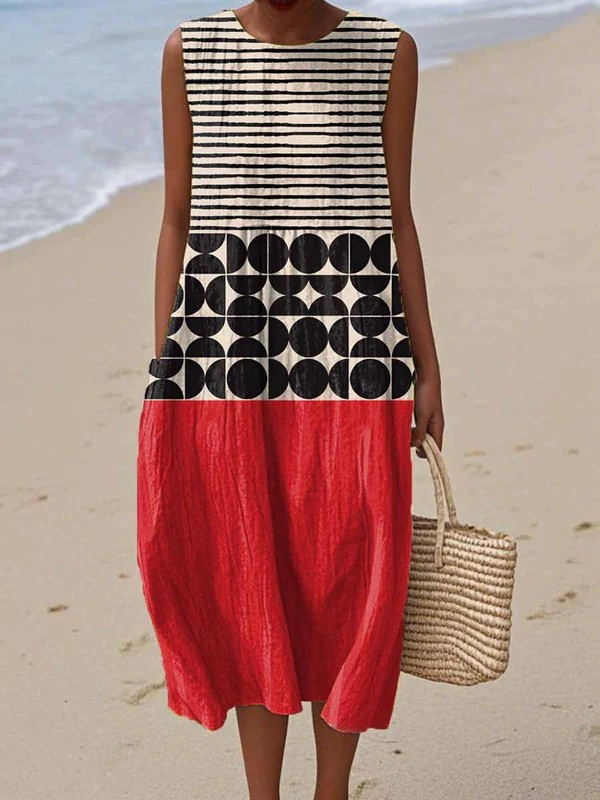 Indie Colorblock Midi Dress