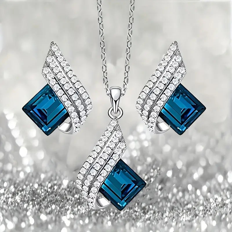 Lustrous Sapphire Jewelry Set