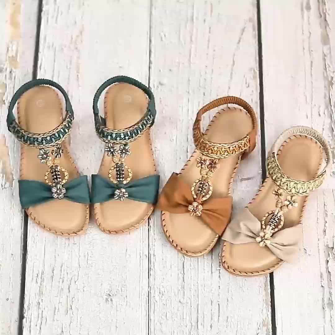 Dames Sandalen Plat Bohemian Nieuwe Mode Comfortabele Veelzijdige Outdoor Sandalen Dames Schoenen