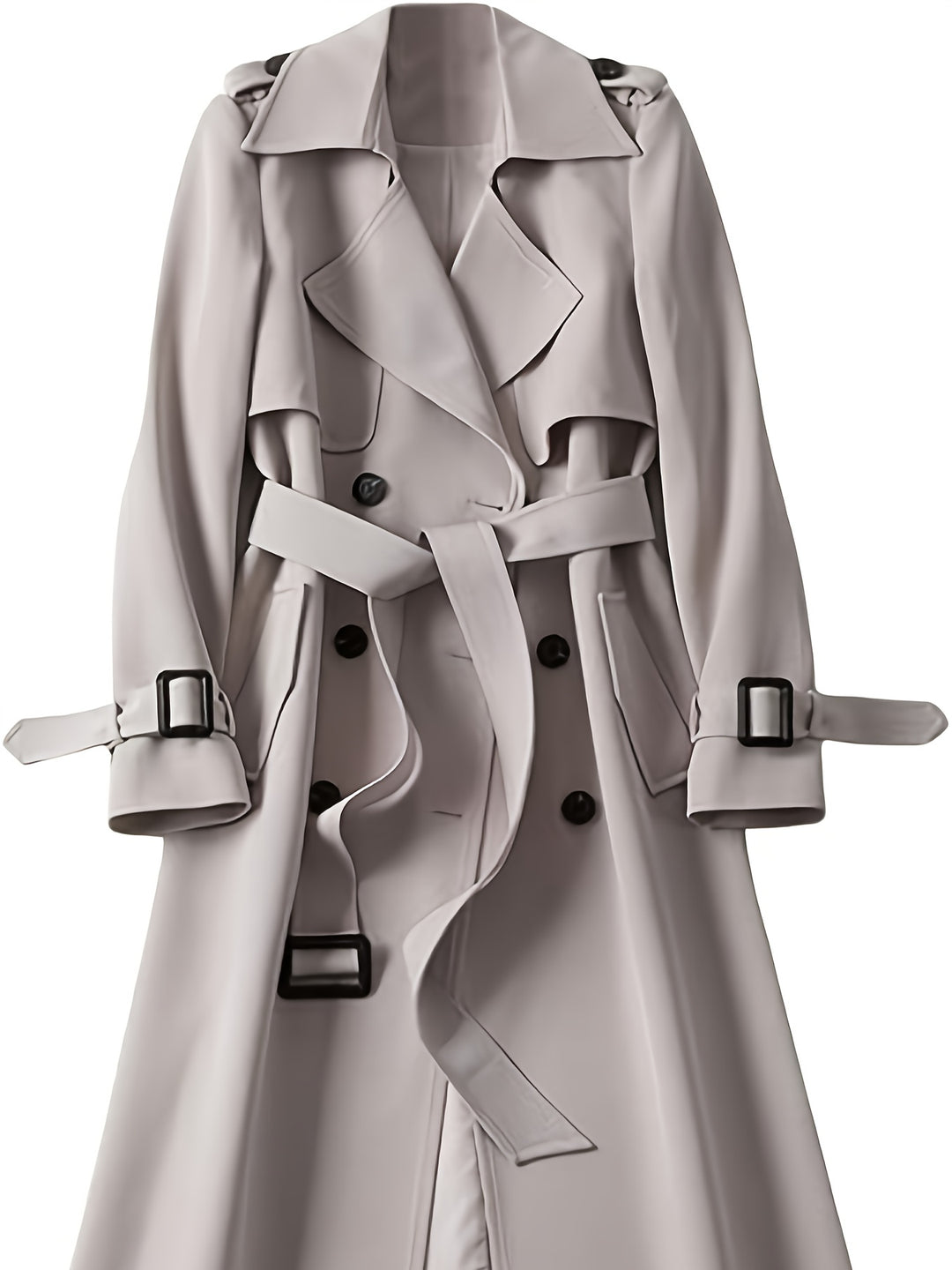 Genevieve | Double-Breasted Knee-Length Trench Coat