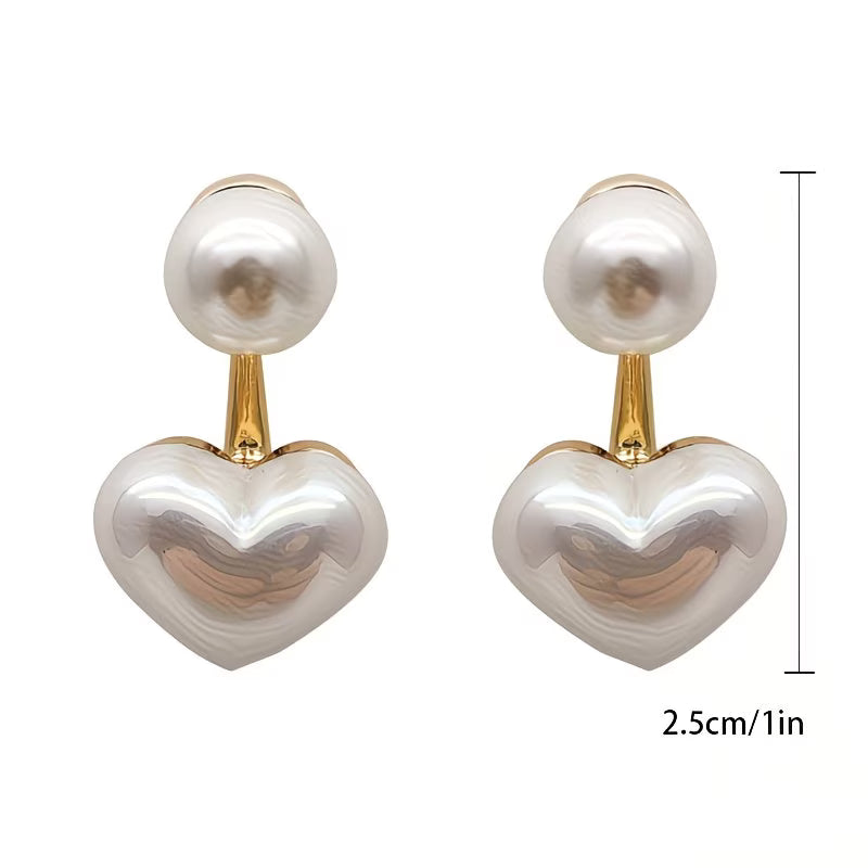 Double Pearl Heart Earrings