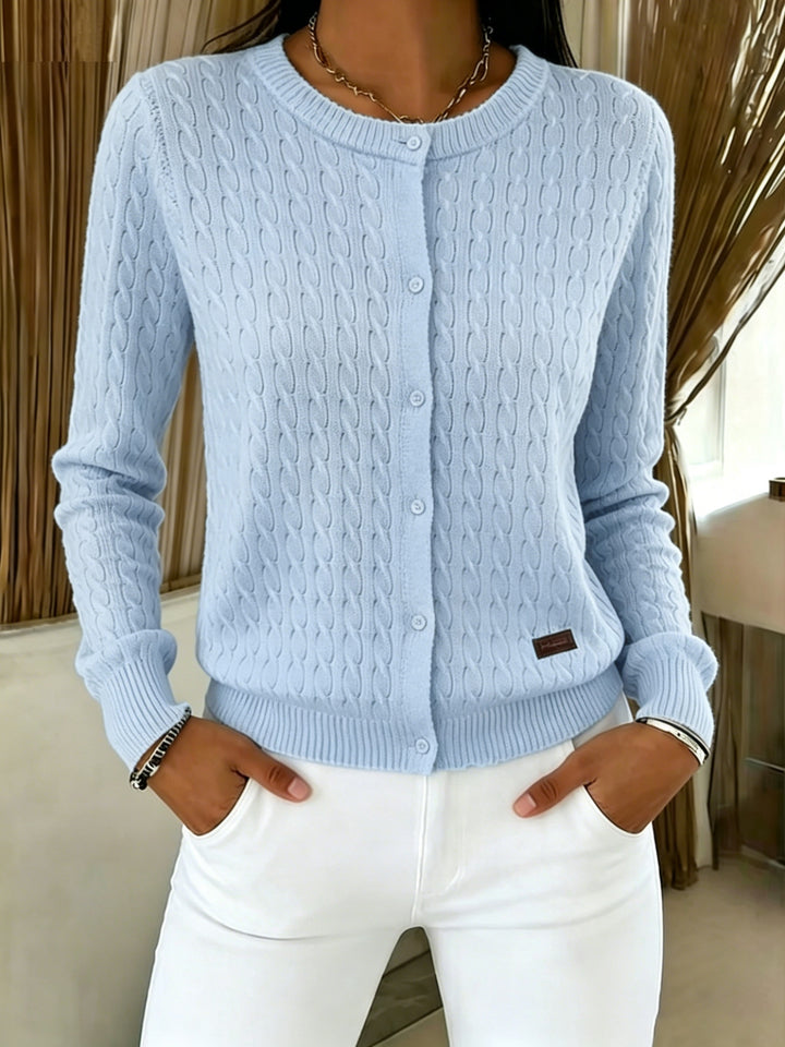 Simone | Twist-Front Round Neck Cardigan
