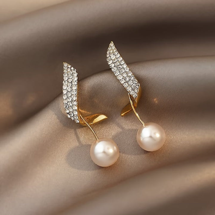 Crystal Plume Pearl Earrings