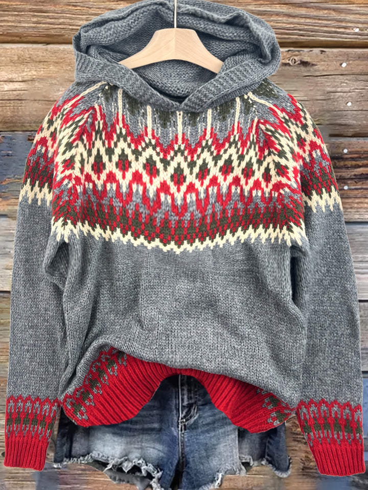 Nova | Chunky Snow-Print Hooded Sweatshirt