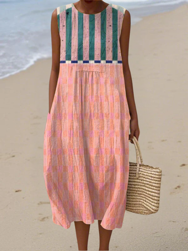 Fern Striped Pastel Midi Dress