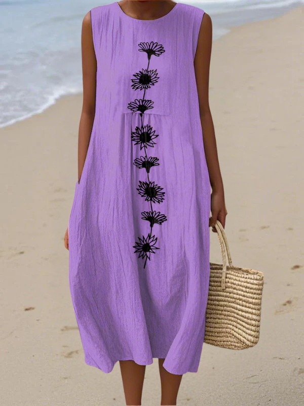 Pearl Violet Bloom Midi Dress