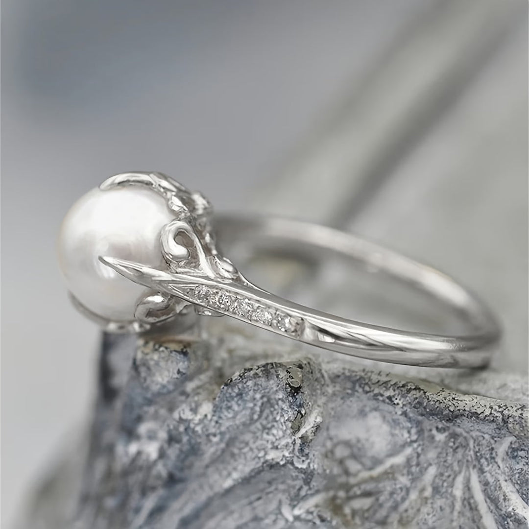Delicate Pearl & Crystal Ring