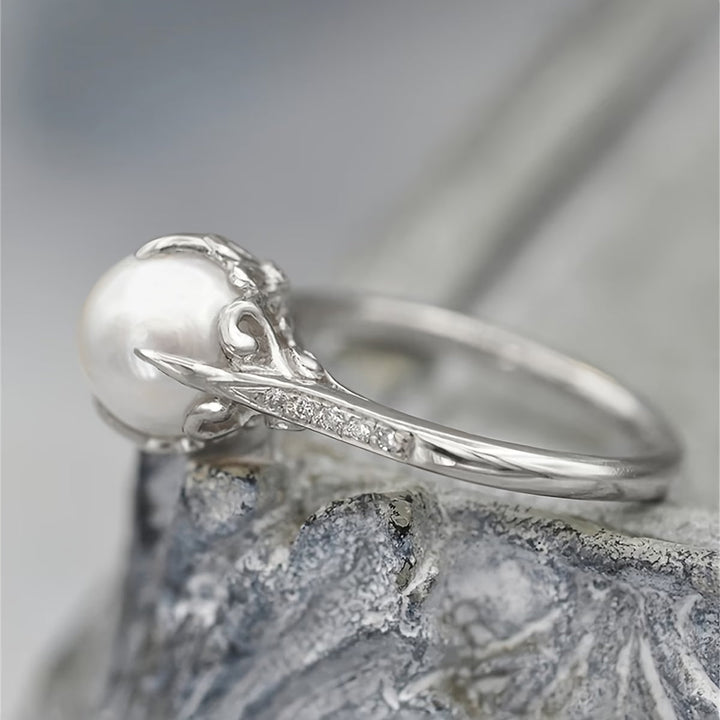 Delicate Pearl & Crystal Ring