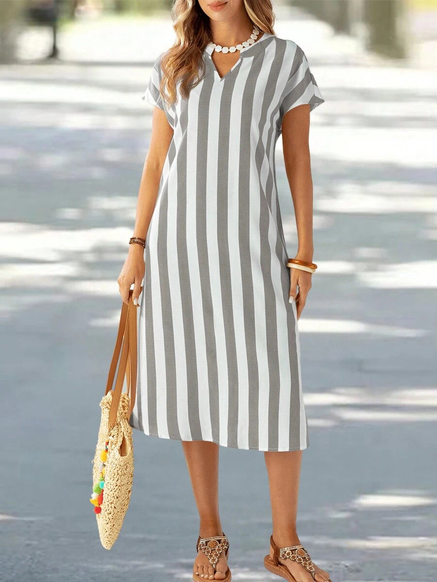 Lune | Floral Stripe V-Neck Summer Dress