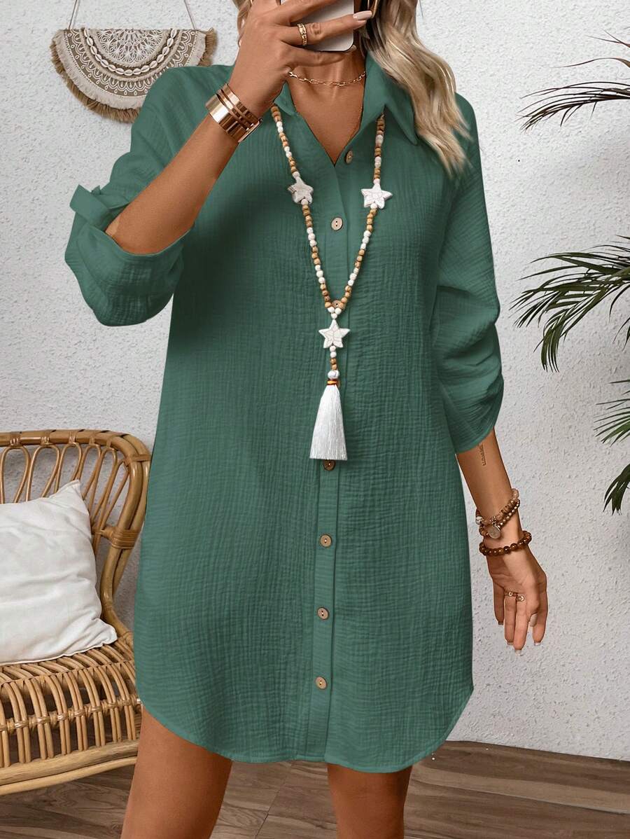 Zayélia | Relaxed Linen Shirt Dress
