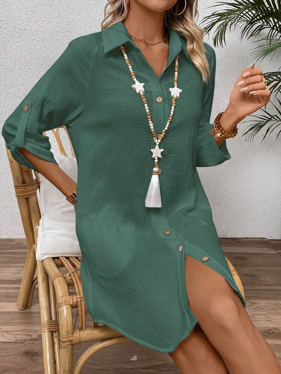 Zayélia | Relaxed Linen Shirt Dress