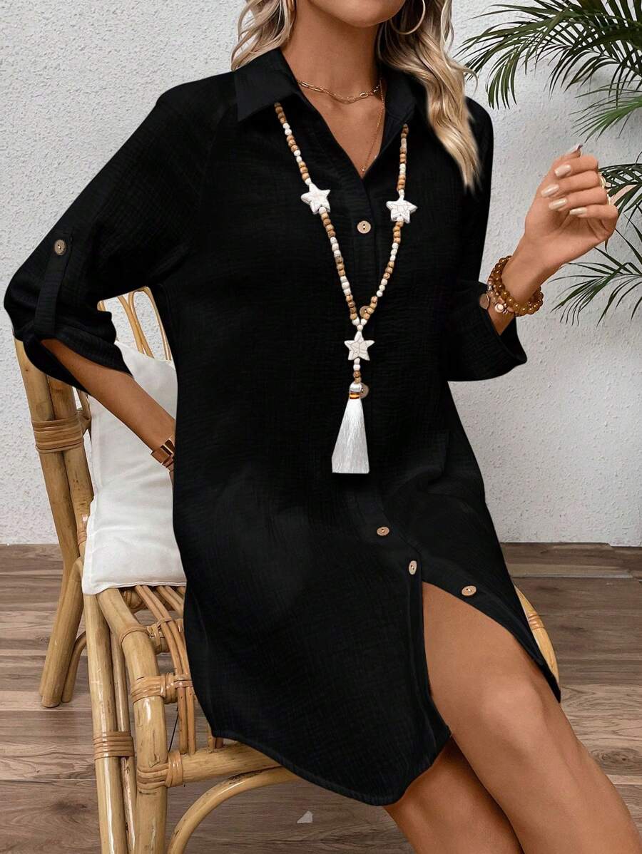 Zayélia | Relaxed Linen Shirt Dress