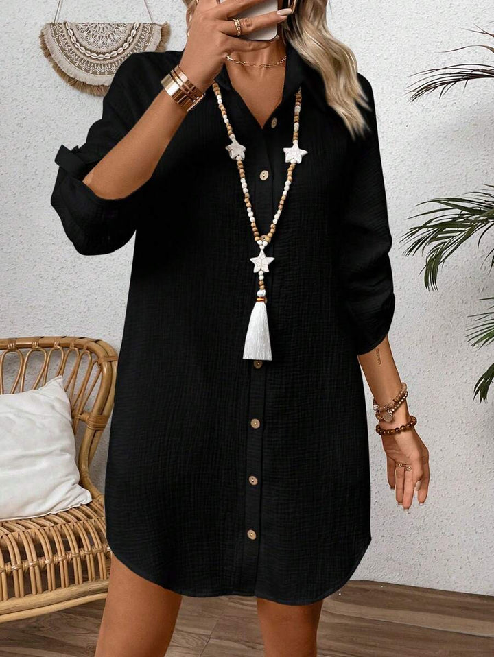 Zayélia | Relaxed Linen Shirt Dress