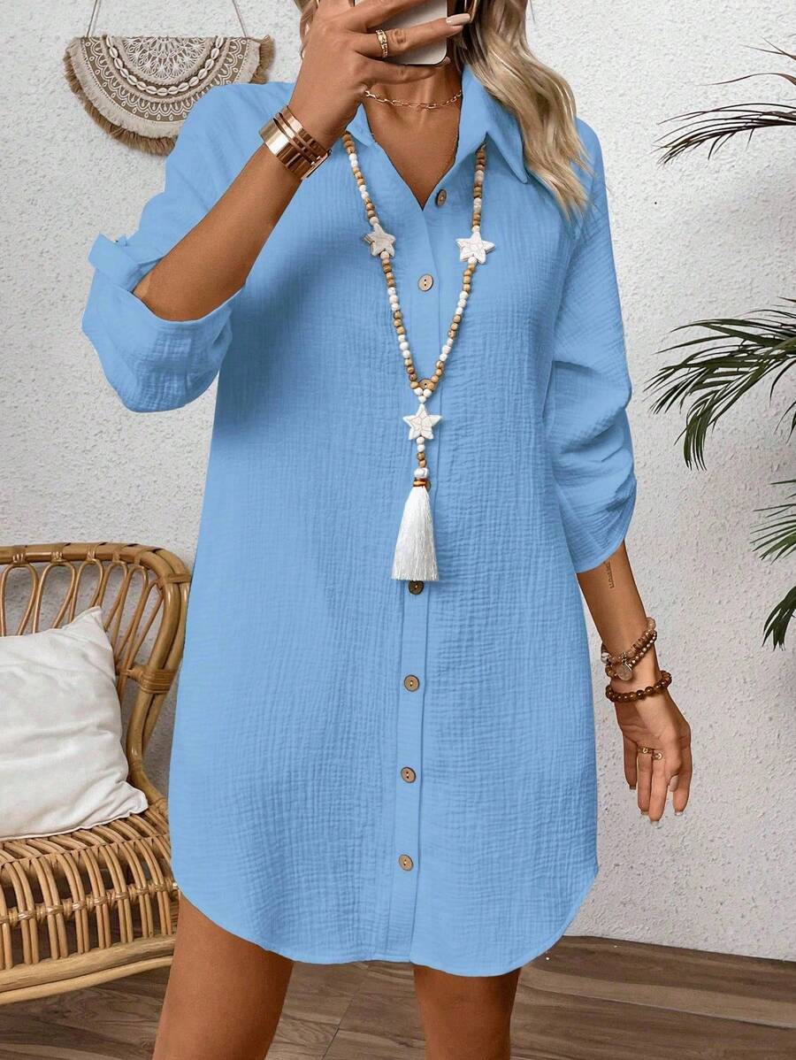 Zayélia | Relaxed Linen Shirt Dress