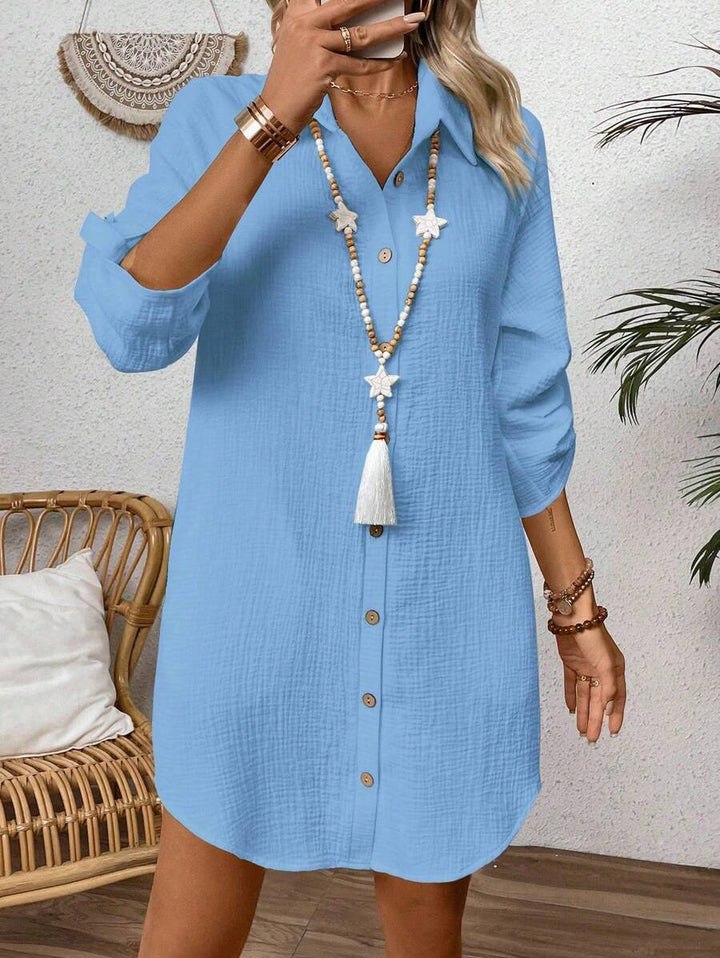 Zayélia | Relaxed Linen Shirt Dress