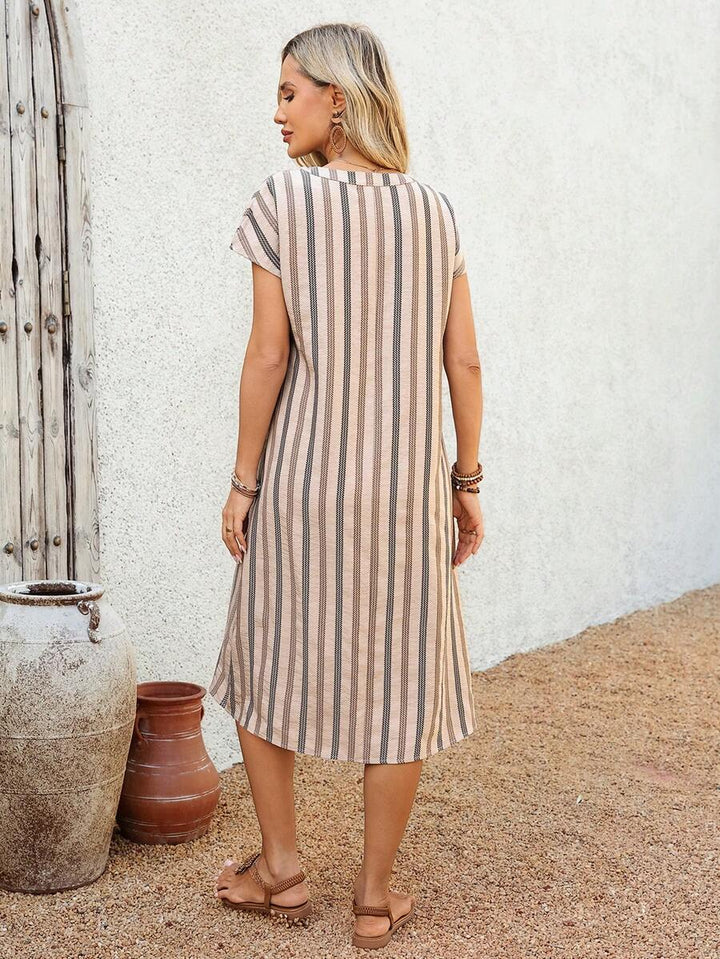 Lune | Floral Stripe V-Neck Summer Dress