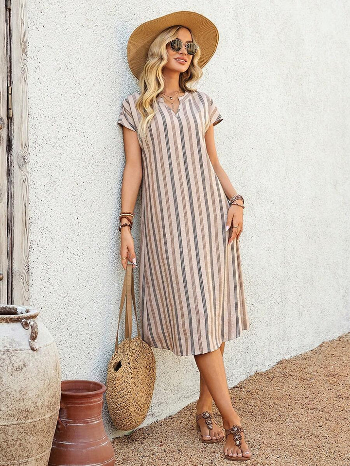 Lune | Floral Stripe V-Neck Summer Dress