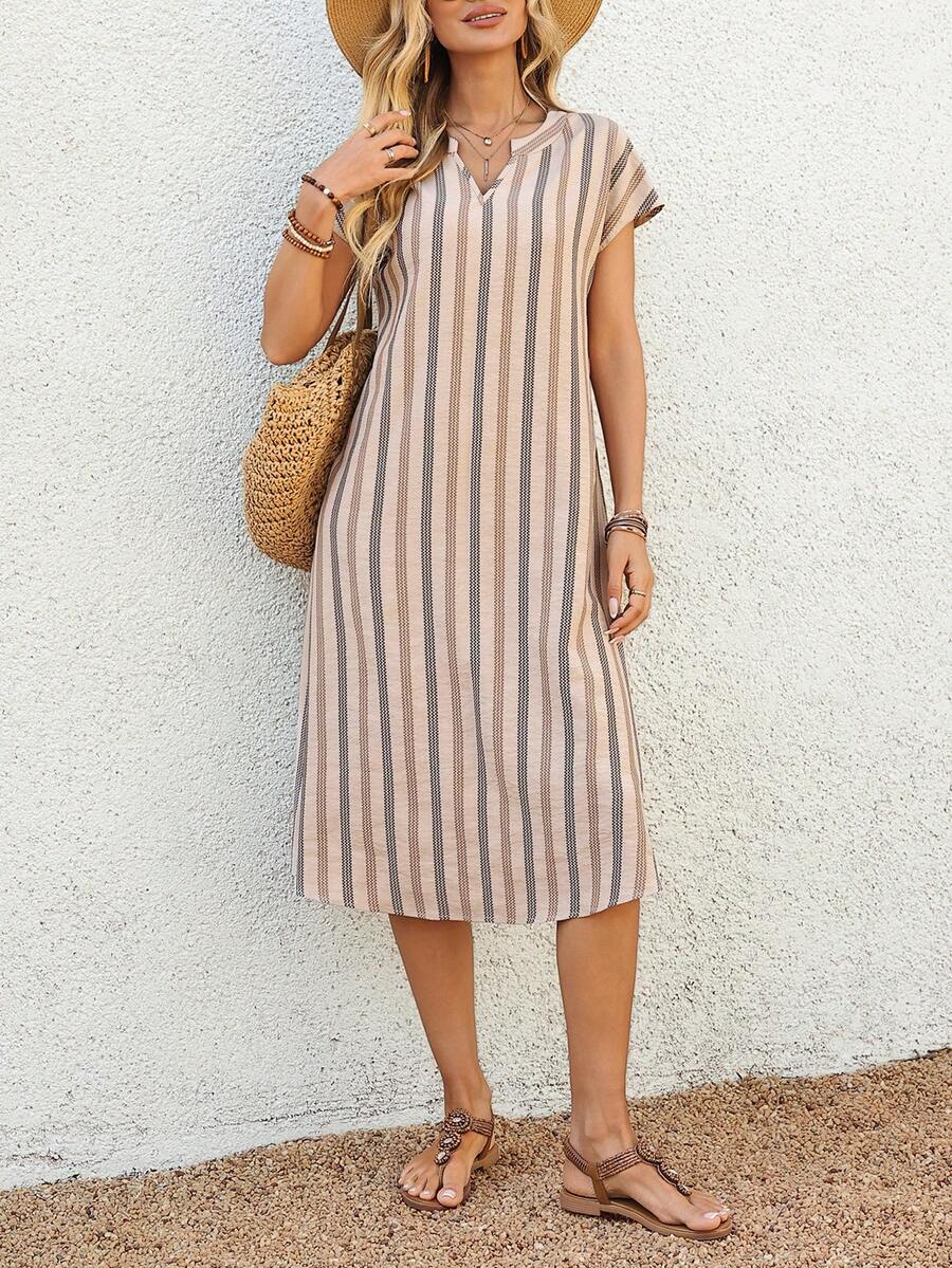 Lune | Floral Stripe V-Neck Summer Dress