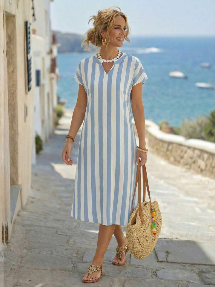Lune | Floral Stripe V-Neck Summer Dress