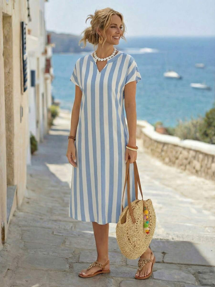Lune | Floral Stripe V-Neck Summer Dress