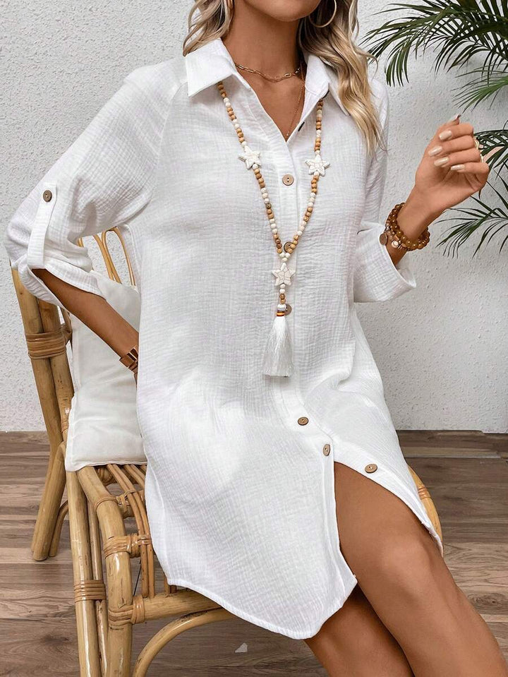 Zayélia | Relaxed Linen Shirt Dress