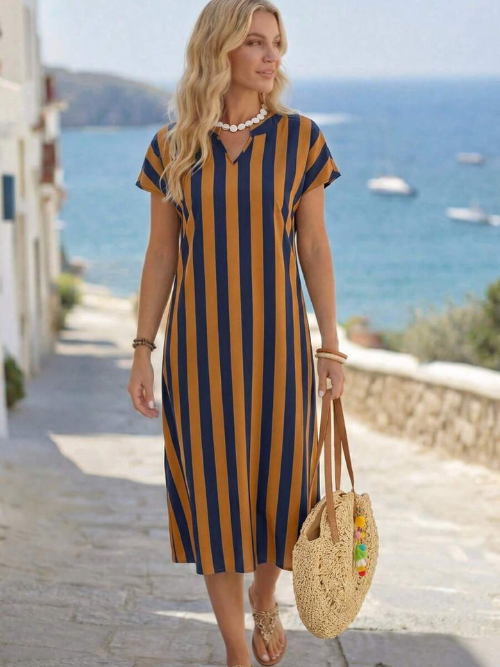 Lune | Floral Stripe V-Neck Summer Dress