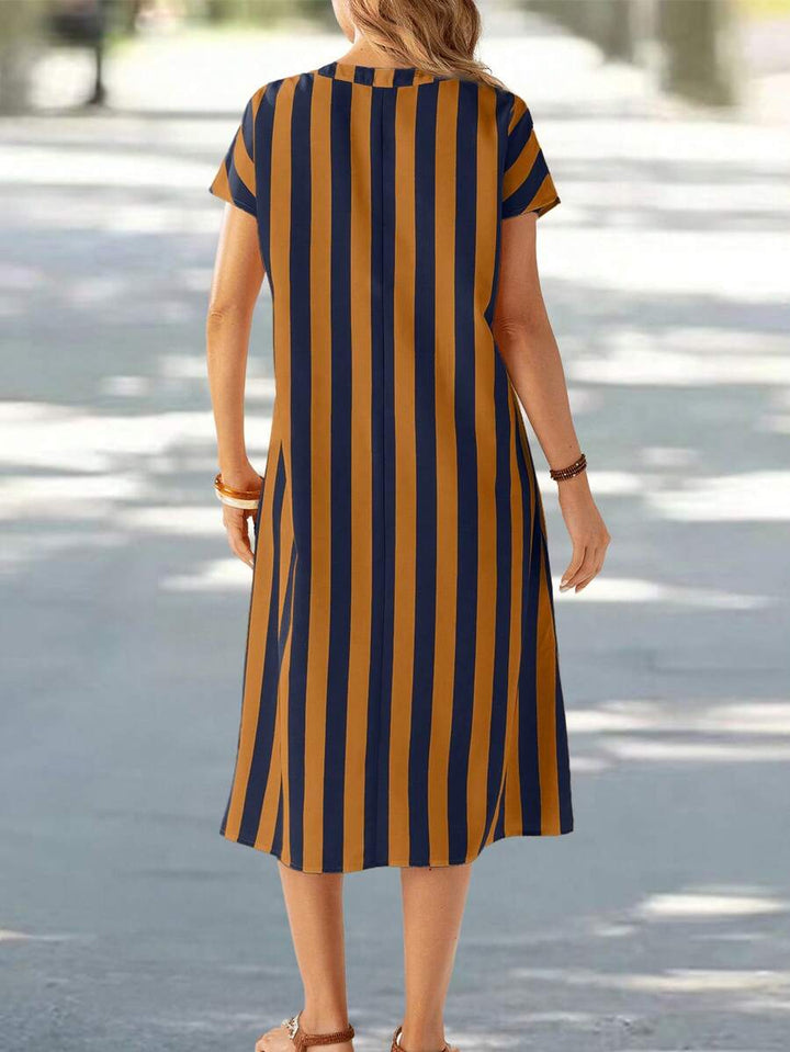 Lune | Floral Stripe V-Neck Summer Dress