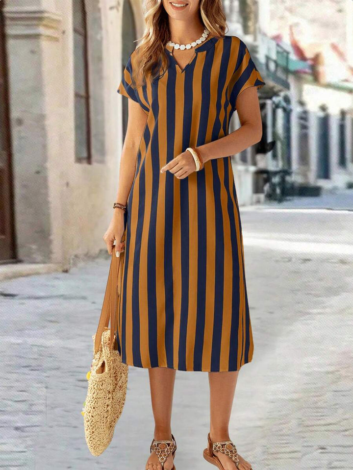 Lune | Floral Stripe V-Neck Summer Dress