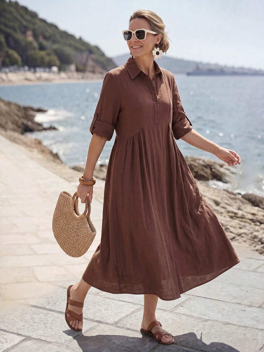 Faye | Button-Front Midi Dress
