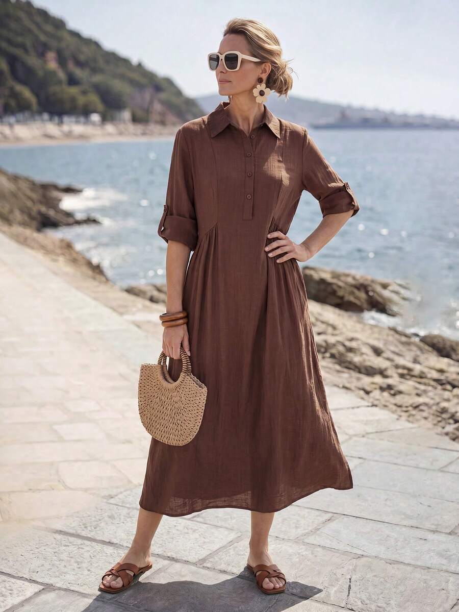Faye | Button-Front Midi Dress