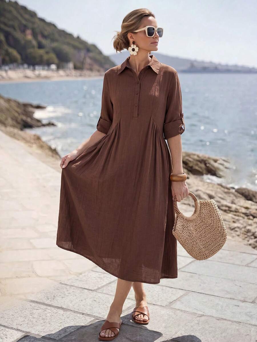 Faye | Button-Front Midi Dress