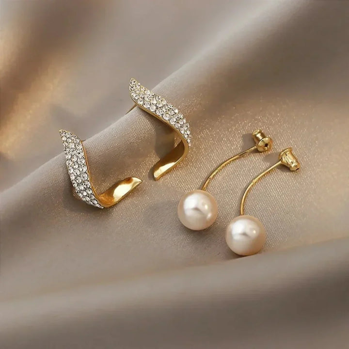 Crystal Plume Pearl Earrings