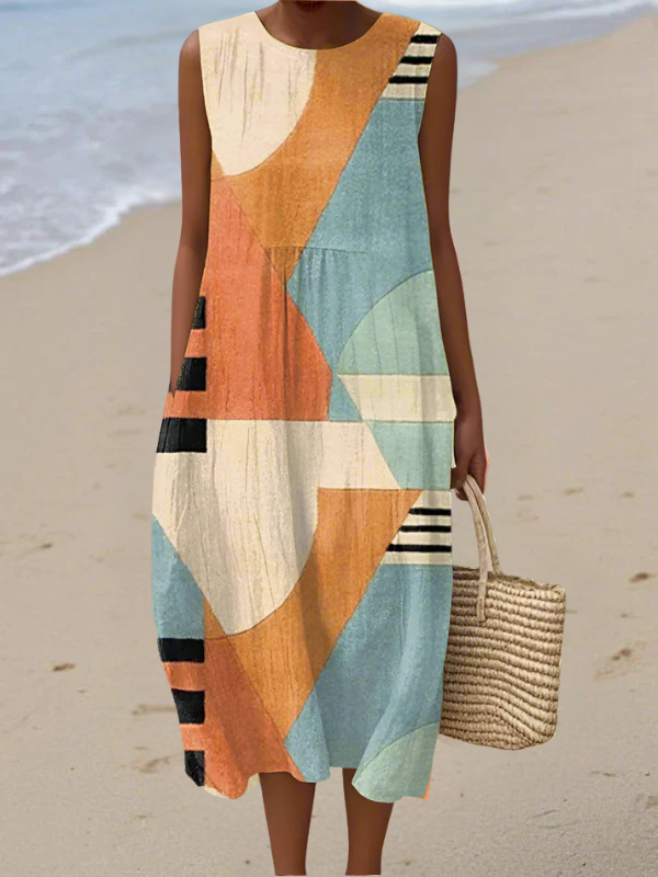 Sage Geometric Midi Dress