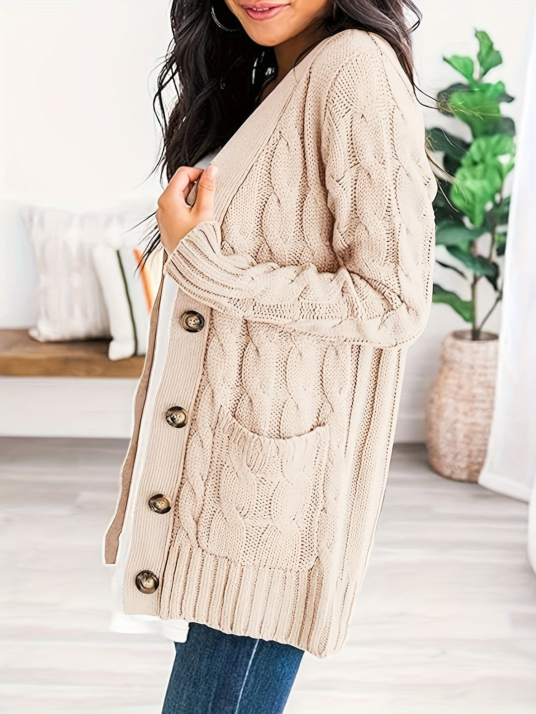 Harriet | Plus Size Cable-Knit Button Cardigan