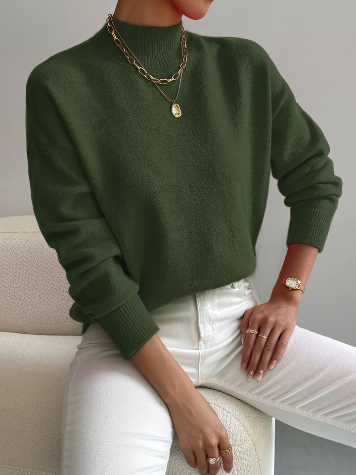 Rosalie | Mock Neck Drop-Shoulder Pullover