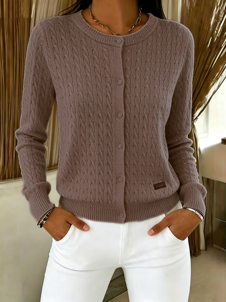 Simone | Twist-Front Round Neck Cardigan