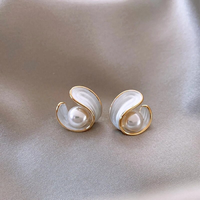 Timeless Gold Pearl Stud Earrings