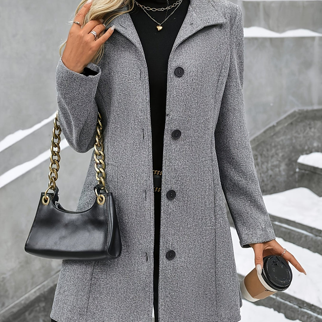 Elena | Tailored Tweed Overcoat with Stand Collar