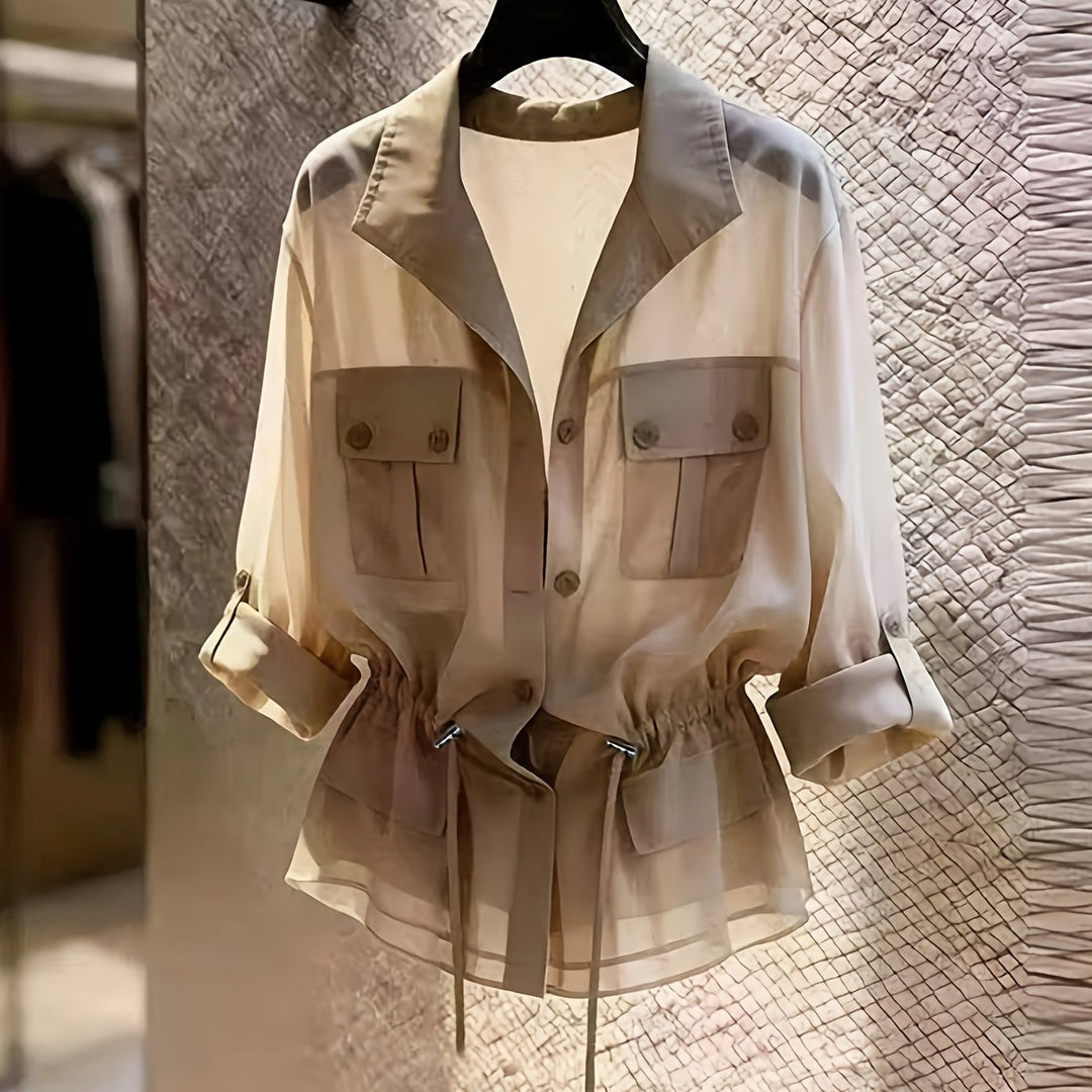 Perla | Pearl Chiffon Drawstring Shirt Jacket