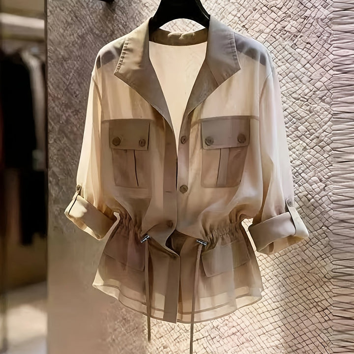 Perla | Pearl Chiffon Drawstring Shirt Jacket