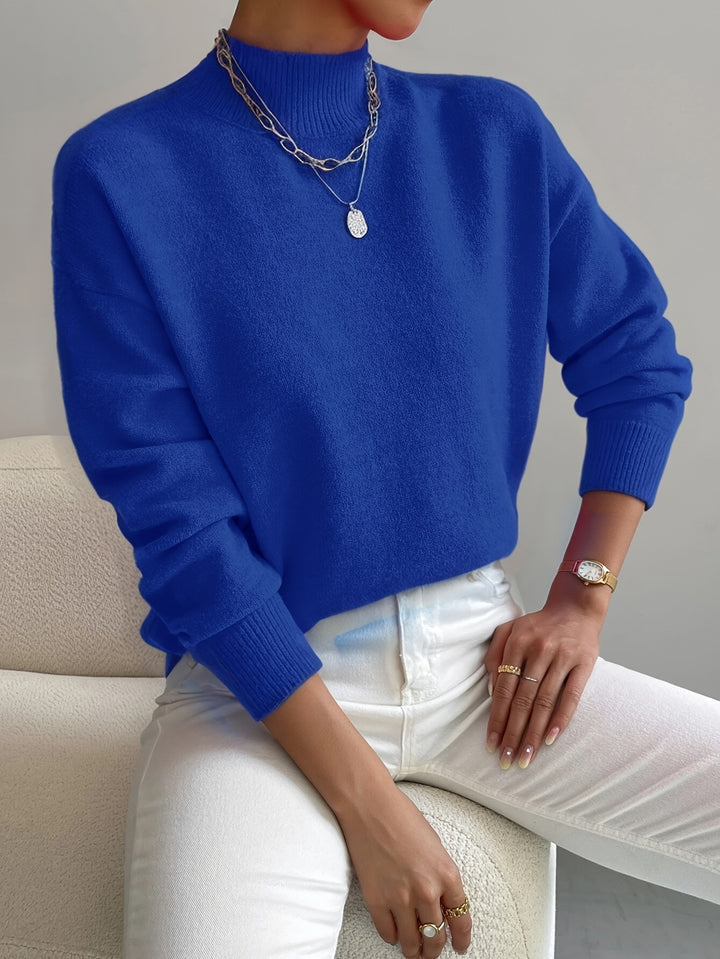 Rosalie | Mock Neck Drop-Shoulder Pullover