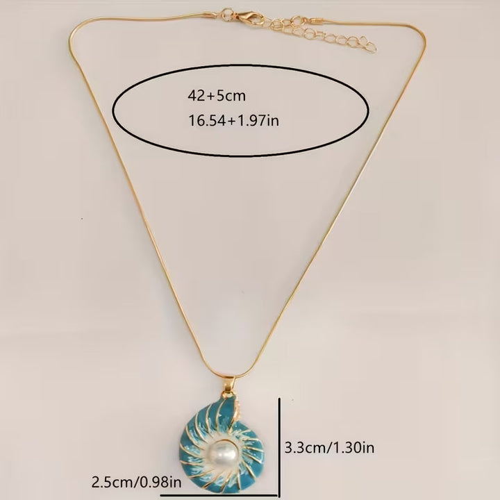 Seashell Pearl Pendant Necklace