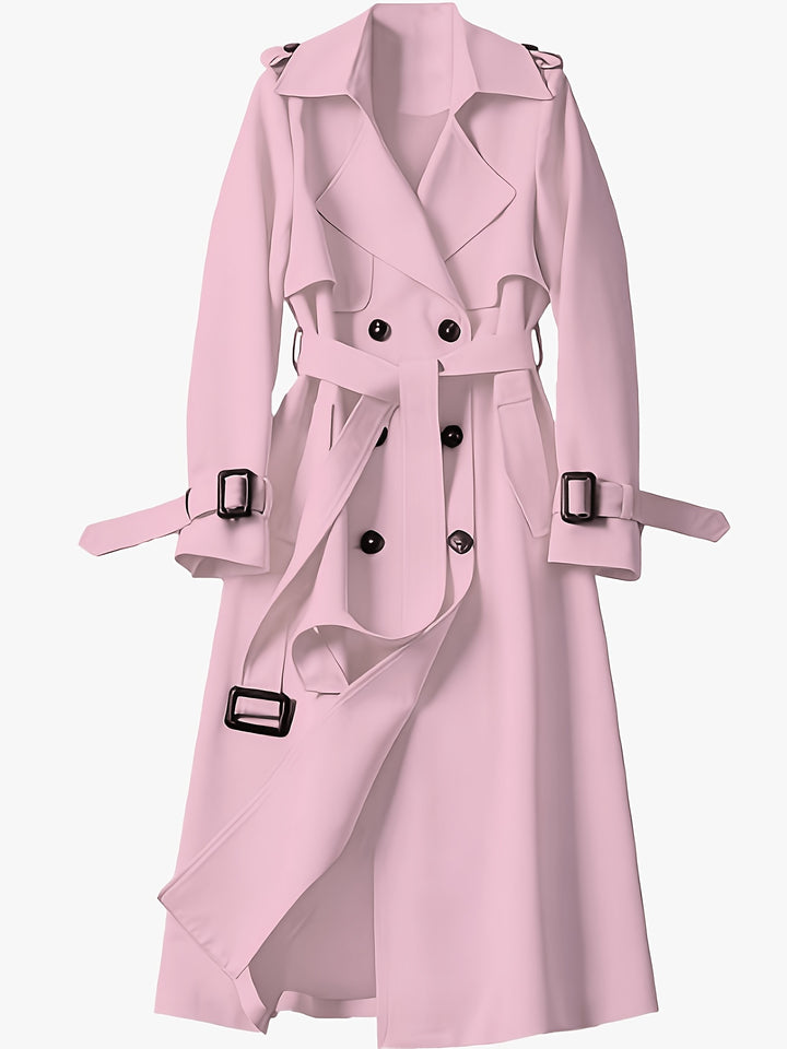 Genevieve | Double-Breasted Knee-Length Trench Coat