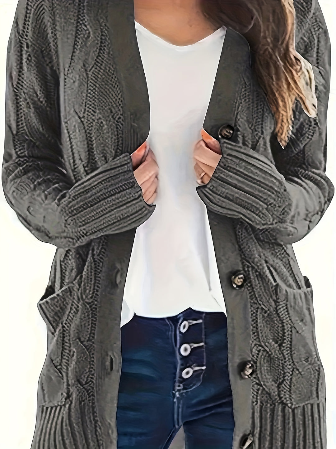 Harriet | Plus Size Cable-Knit Button Cardigan