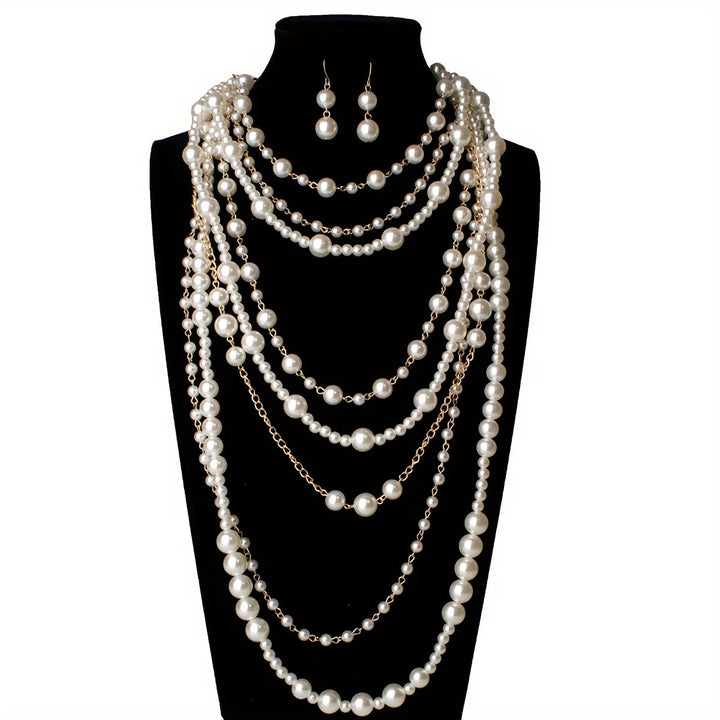 Boho Multi-Layered Pearl Statement Set