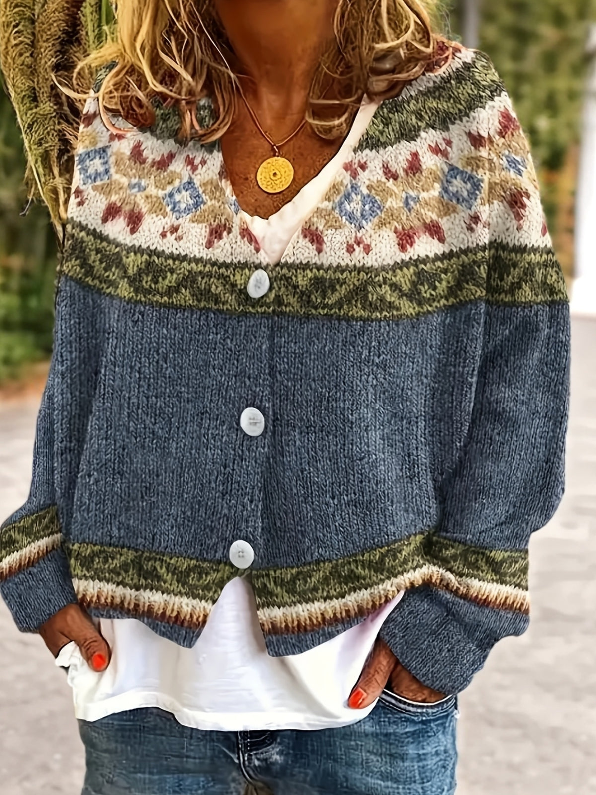 Poppy | Colourblock Button Cardigan